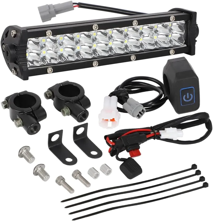 AUTOVIC Motorcycle Light Bar Kit, Universal 60W Motocross Light Bar Kit with Mounting Brackets and Switch for CRF250F CRF110 TTR110 YZF450 Fits Most 7/8" Handlebars