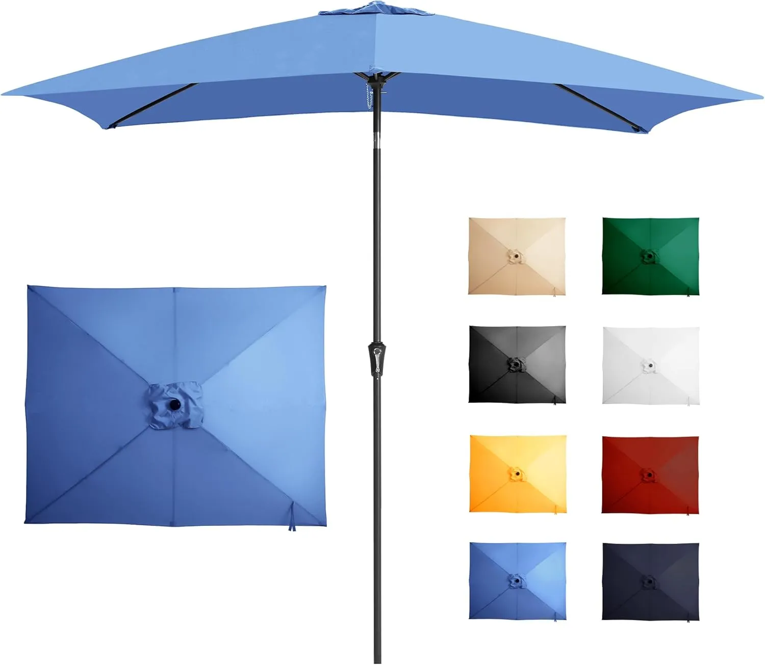 Ayge 6.5x10FT Rectangular Patio Umbrella Outdoor Table Umbrella w/Push Button Tilt & Crank Rectangle Market Umbrella UV Protection for Garden,Deck,Lawn,Yard & Pool