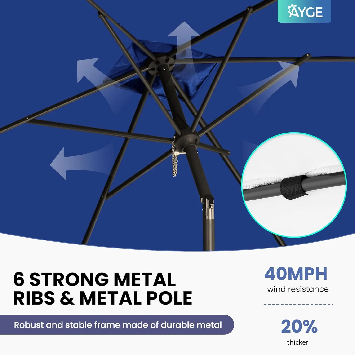 Ayge 6.5x10FT Rectangular Patio Umbrella Outdoor Table Umbrella w/Push Button Tilt & Crank Rectangle Market Umbrella UV Protection for Garden,Deck,Lawn,Yard & Pool