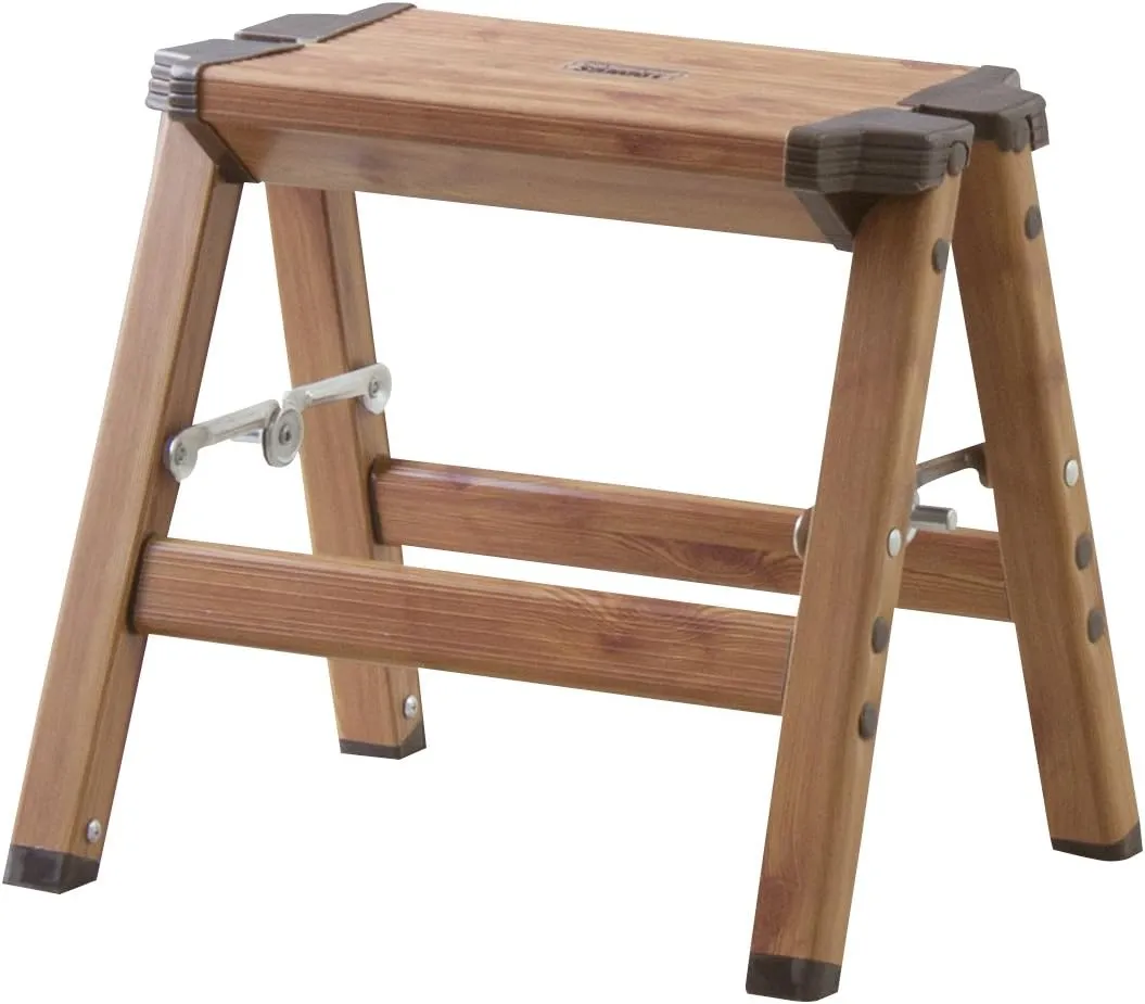AZUMAYA PC-401 Folding Step 11.5" Inches Height Aluminum Frame Material, W13.0 x D11.0 x H11.5, Wooden Pattern Printed Surface Finish