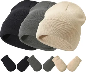 Baby Hats and Mittens Set Infant Toddler Beanie Caps Hospital Hat Set Newborn Gloves for Baby Boys Girls
