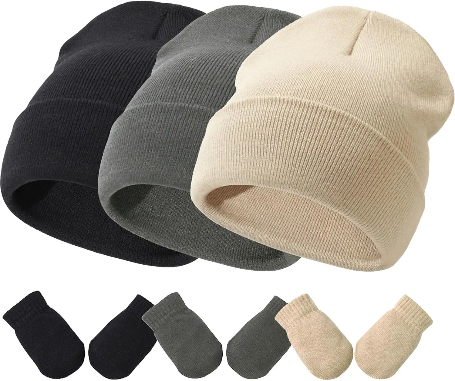 Baby Hats and Mittens Set Infant Toddler Beanie Caps Hospital Hat Set Newborn Gloves for Baby Boys Girls