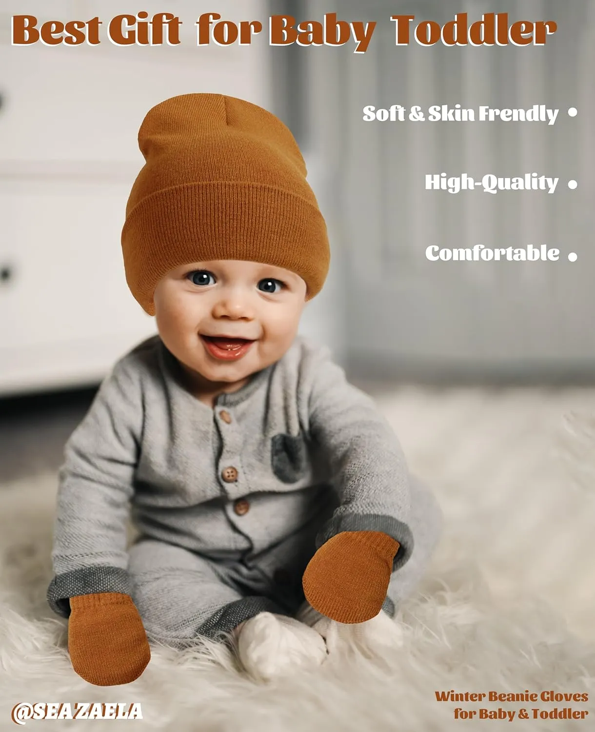 Baby Hats and Mittens Set Infant Toddler Beanie Caps Hospital Hat Set Newborn Gloves for Baby Boys Girls