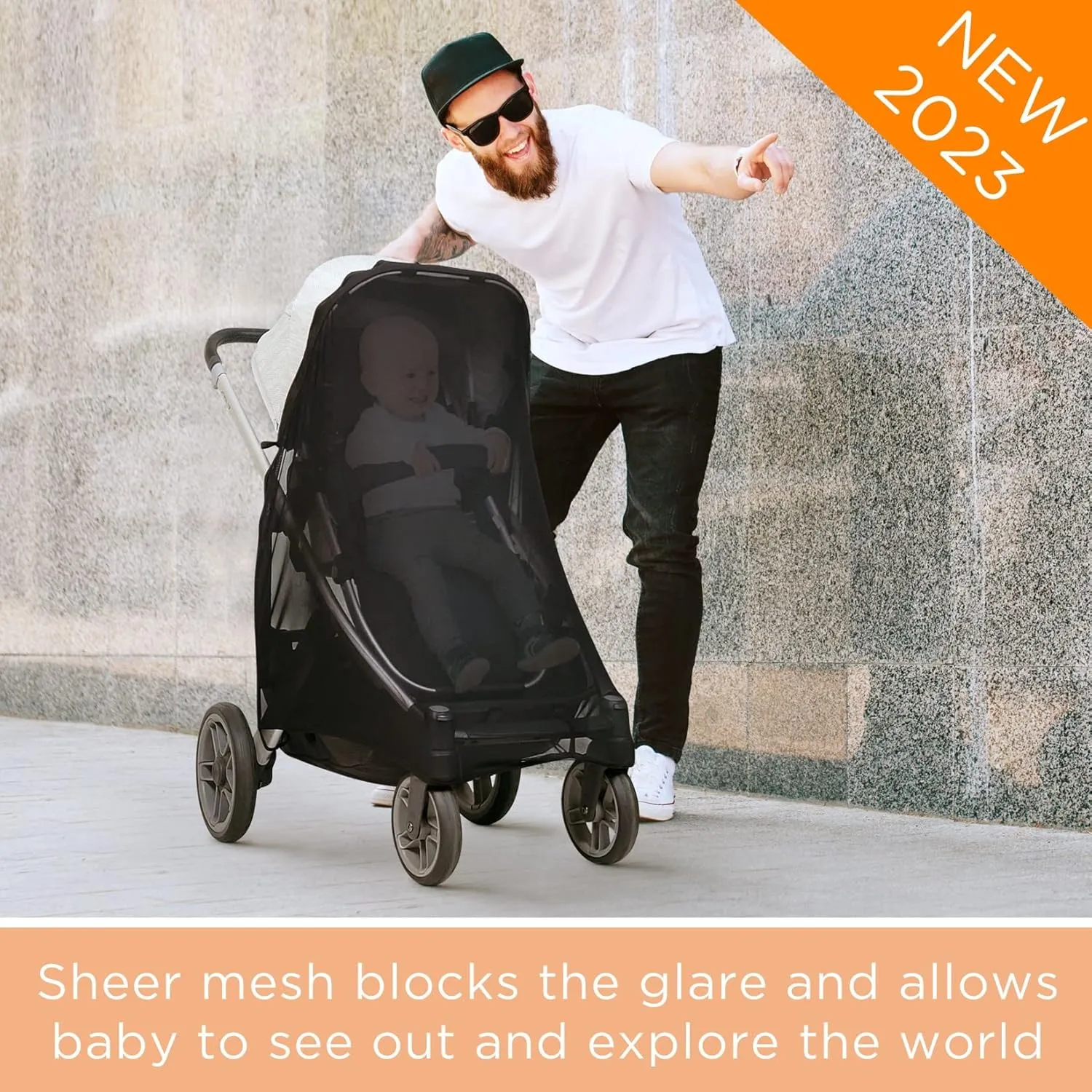 Baby Stroller Sun Shade Cover | Stroller Shade Extender for Sun | Canopy Extender with Full Coverage | Universal Baby Sunshade Accessories for Summer | Bug Net Protection Cover Attachment for Outdoor