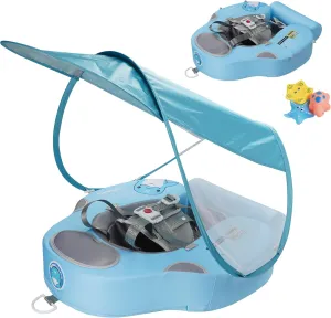 Baby Swim Float with UV Protection Sunshade Infant Pool Float Add Tail for 3-24 Months
