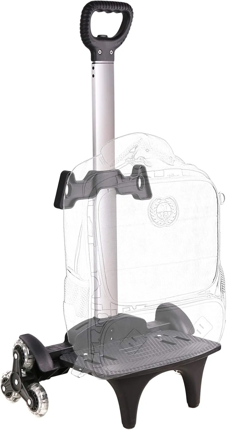 Backpack Trolley, Wheeled Cart Aluminum Alloy, Folding Trolley Cart for Schoolbag, 6 Wheels Luggage Cart
