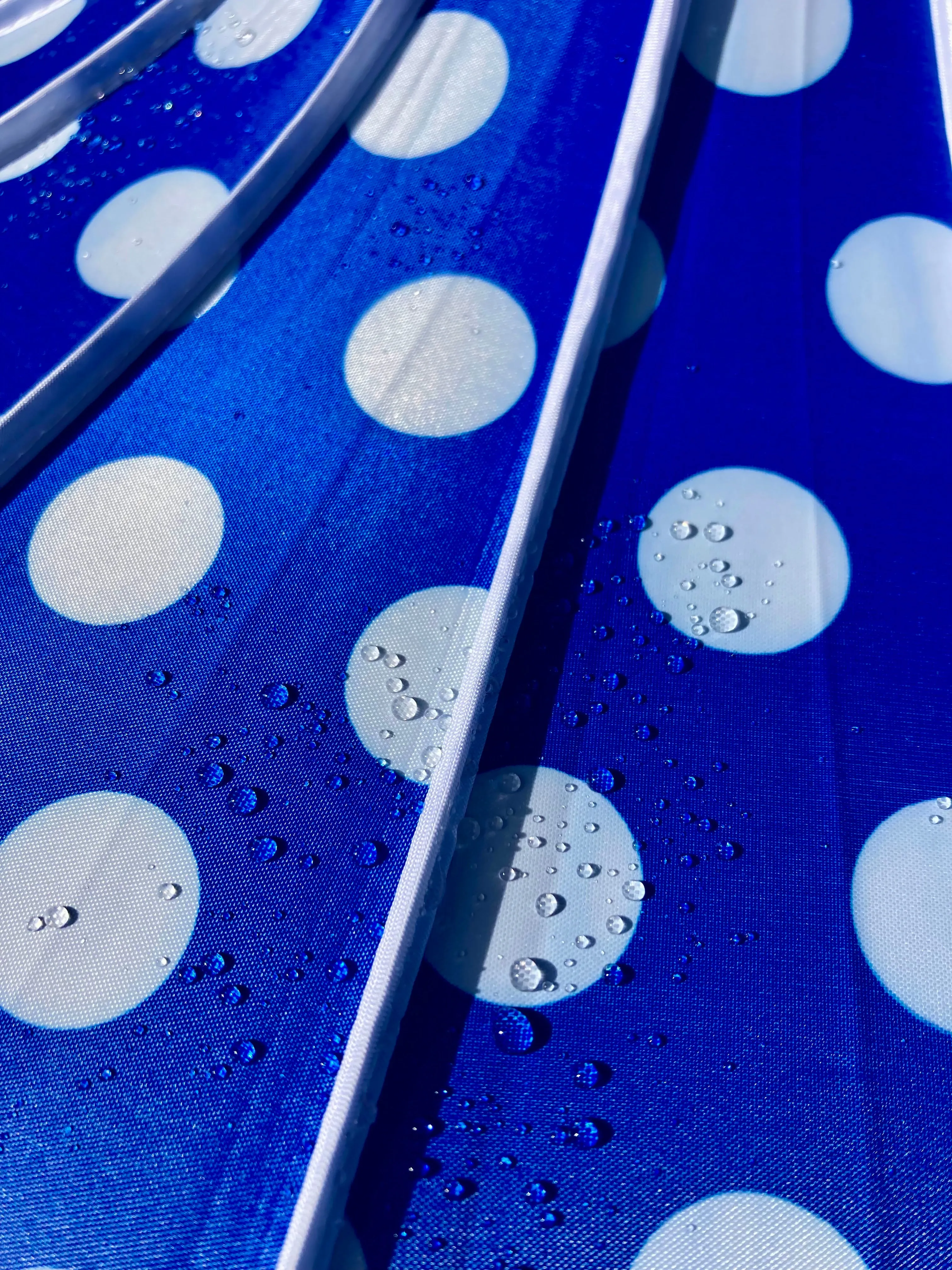 Bailey Blue Blackout Umbrella | Anti-UV Pagoda Style | Large Polka Dots
