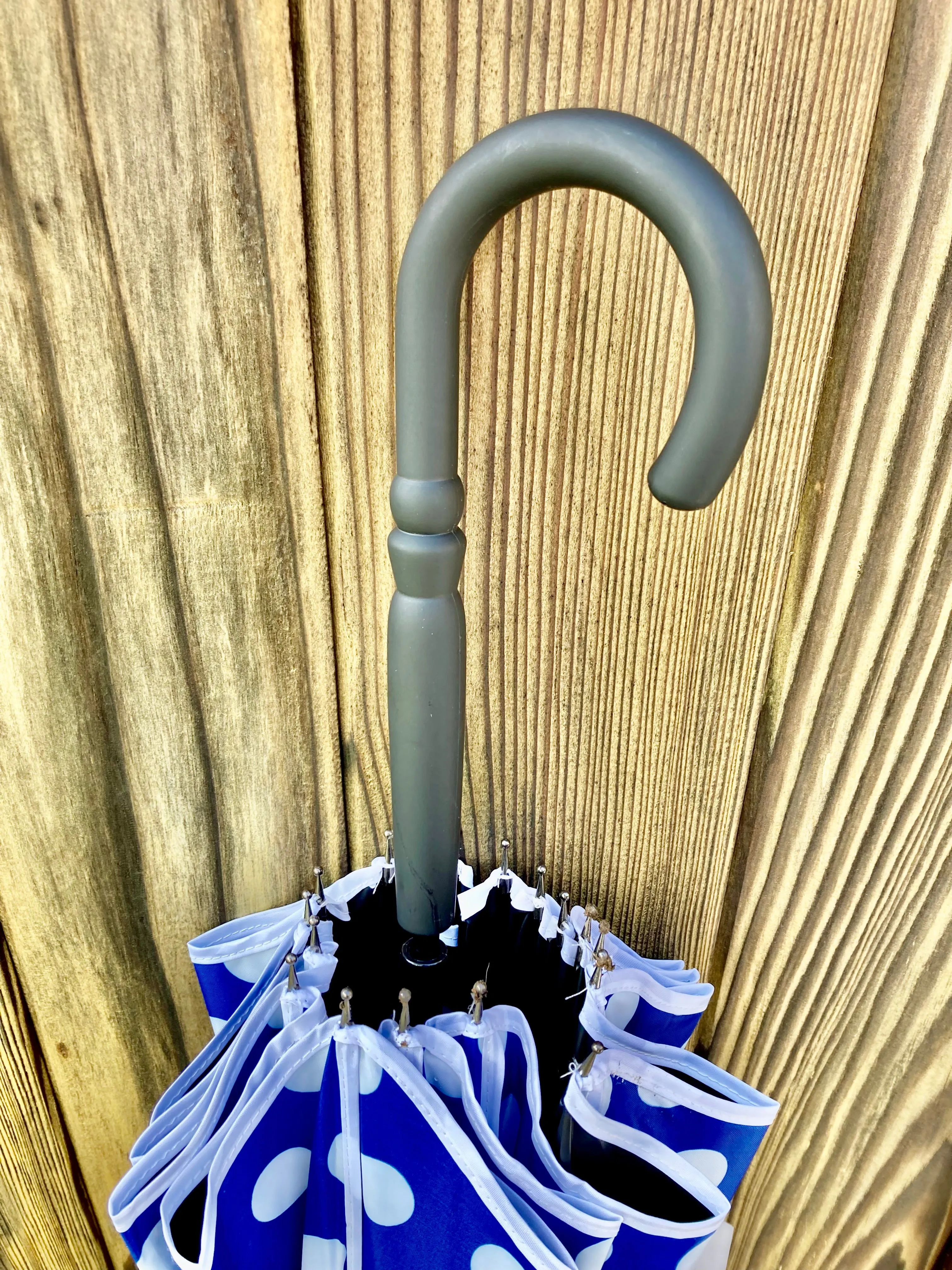 Bailey Blue Blackout Umbrella | Anti-UV Pagoda Style | Large Polka Dots
