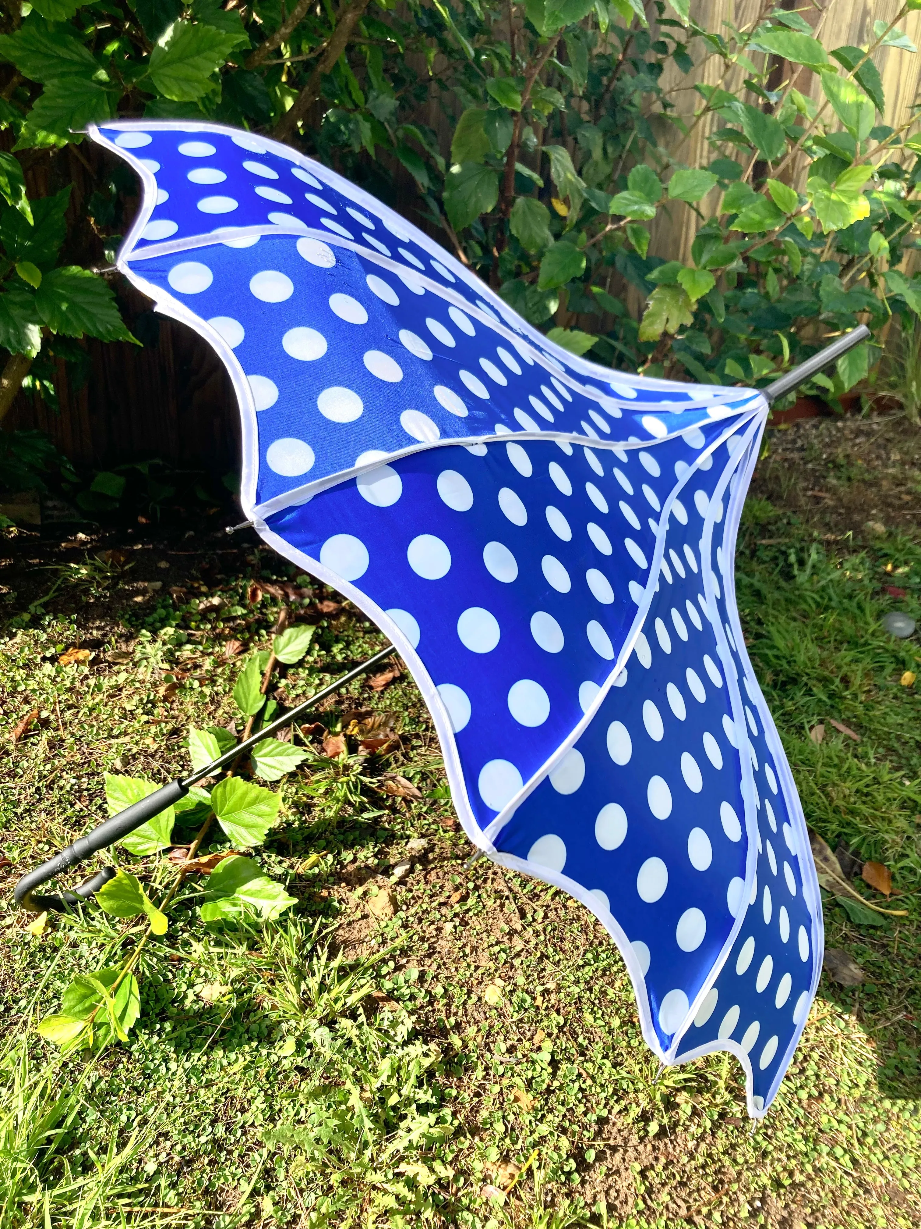 Bailey Blue Blackout Umbrella | Anti-UV Pagoda Style | Large Polka Dots