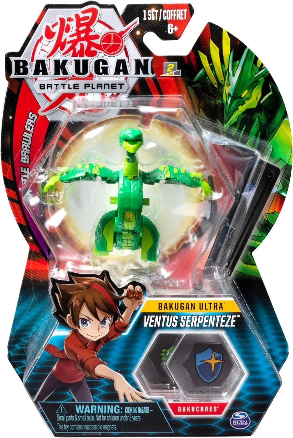 Bakugan Ultra, Ventus Serpenteze, 3-inch Tall Collectible Transforming Creature, for Ages 6 and Up