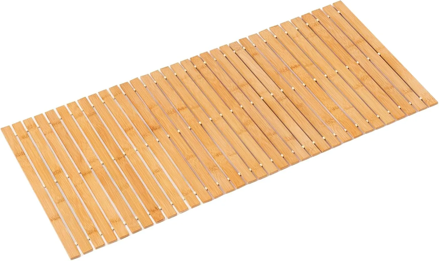 Bamboo Bath Mat Bathroom Runner Long Large Rugs Floor Wood Shower Bathtub Waterproof Non Slip Accessories 16x34 Inch Easy to Clean, Natural Bamboo, 1 pc