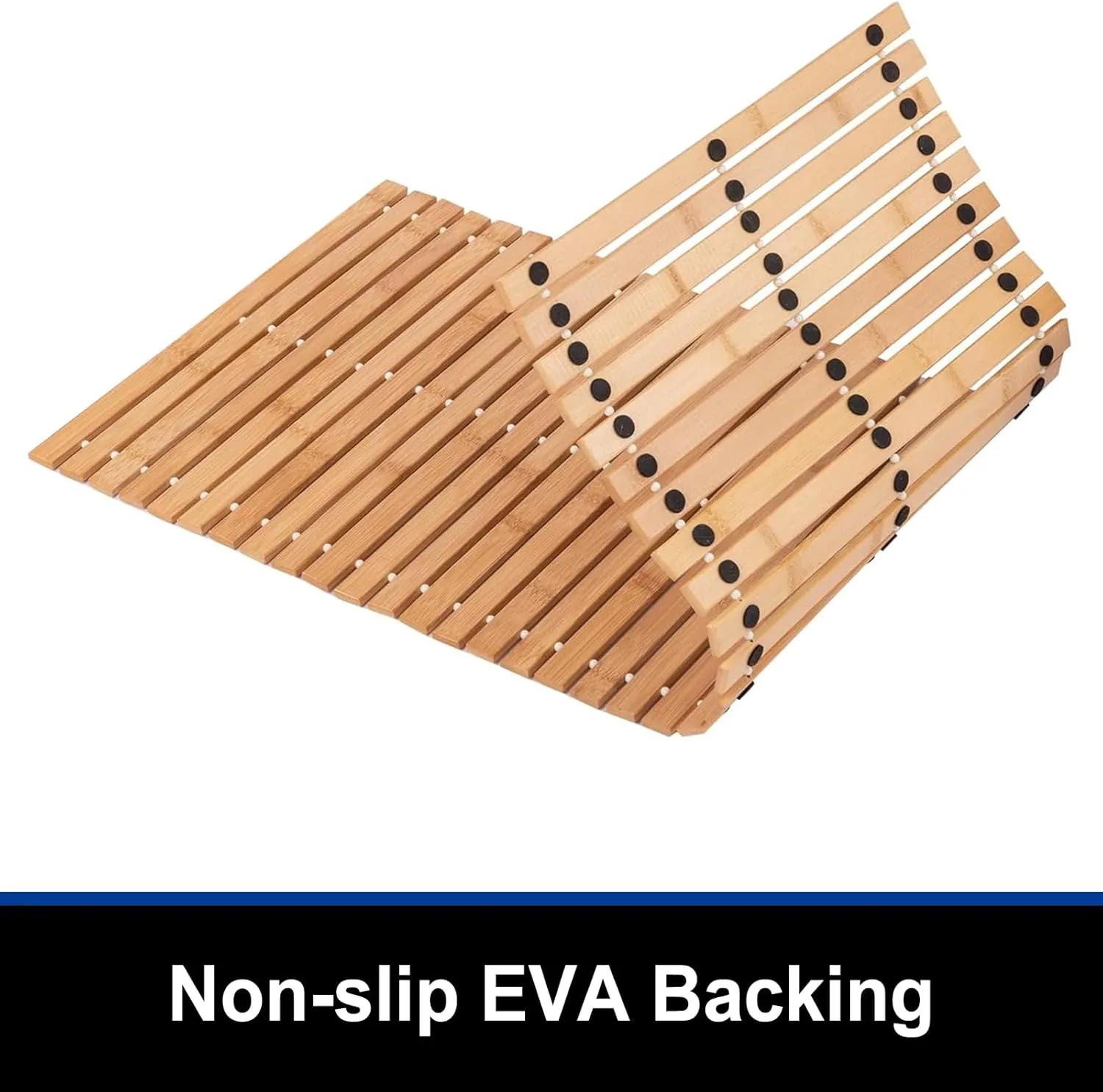 Bamboo Bath Mat Bathroom Runner Long Large Rugs Floor Wood Shower Bathtub Waterproof Non Slip Accessories 16x34 Inch Easy to Clean, Natural Bamboo, 1 pc