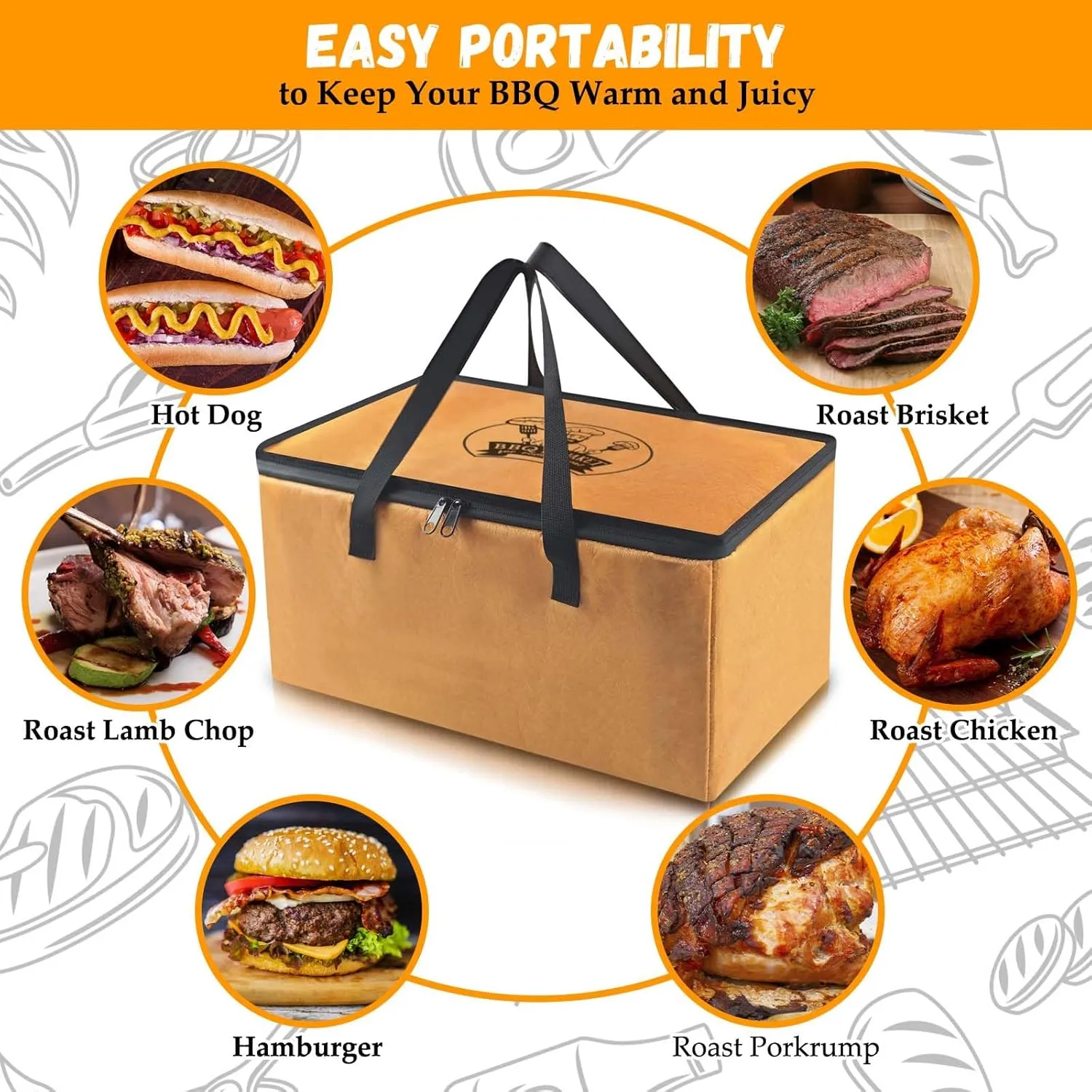 BANGIE BBQ Blanket for Resting Meat with 180° Full Opening for Large Brisket/Pork Shoulders/Turkeys | Anniversary Birthday Grilling Smoker Accessories Gifts for Men Dad Husband(19 in)