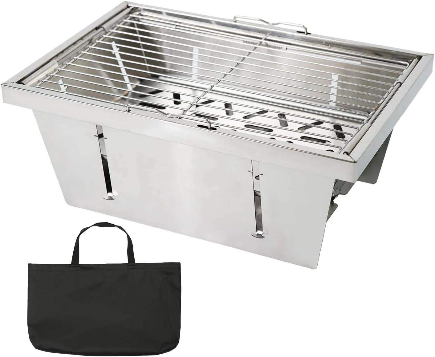 Barbecue Charcoal IGT Grill, Folding Stainless Steel Instant Setup Charcoal Grill For IGT Table, Portable BBQ Tool Kits For Outdoor Camping Hiking