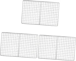 Barbecue net, barbeque grill outdoor,3 Pcs Stainless Steel Grill Hibachi Grill Portable Grills Portable Grill Stand Grilling Grid Fish Grill Rack Barbecue Grids Barbecue Grid Mat Camping Barbecue Net