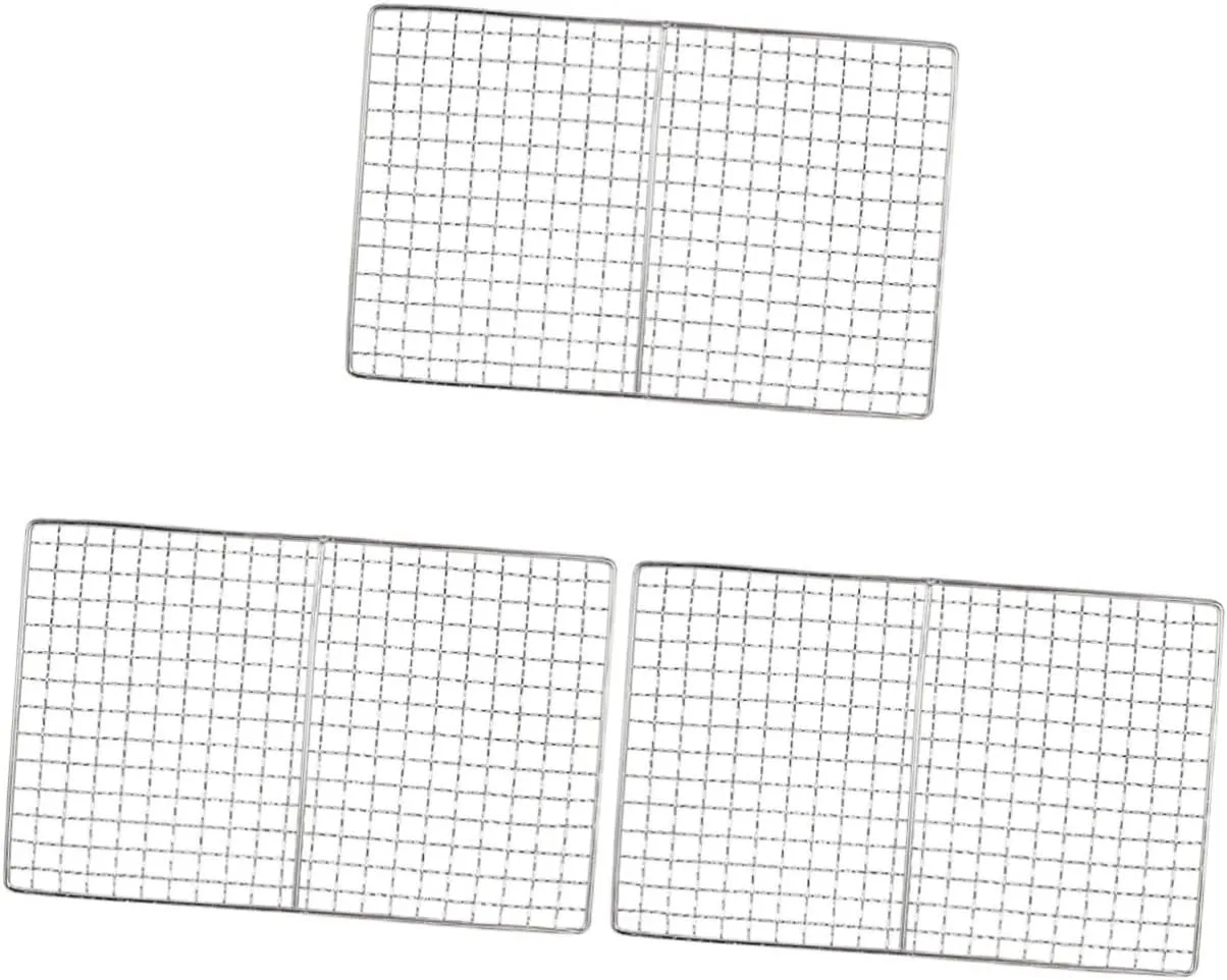 Barbecue net, barbeque grill outdoor,3 Pcs Stainless Steel Grill Hibachi Grill Portable Grills Portable Grill Stand Grilling Grid Fish Grill Rack Barbecue Grids Barbecue Grid Mat Camping Barbecue Net