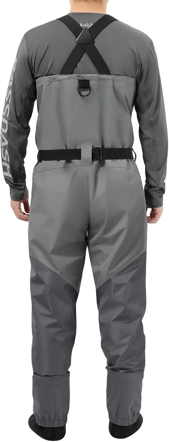 BASSDASH Flex Men’s Nylon Breathable Chest Waders Waterproof Fly Fishing Stocking Foot for Hunting Lightweight