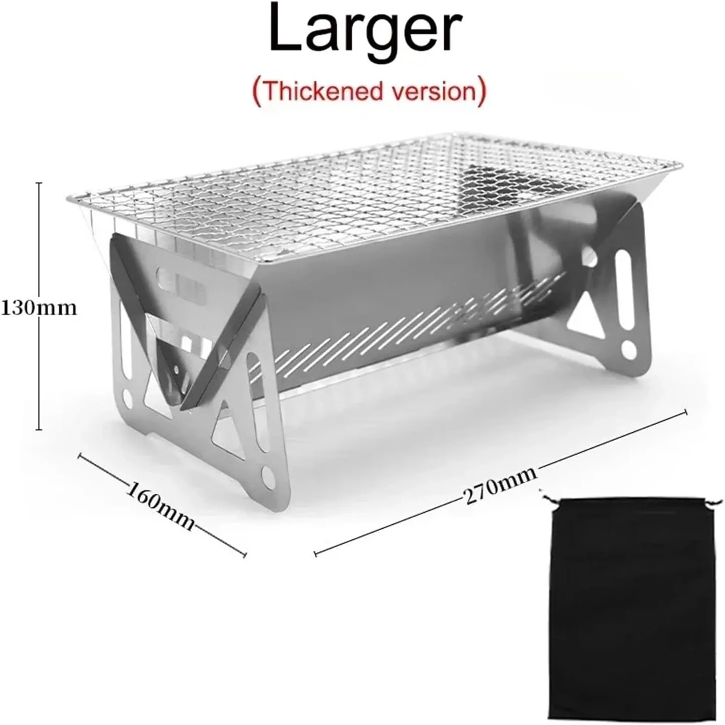BBQ BBQ Grill Portable Folding Barbecue Grill Heating Stoves Multifunction Camping Rack Net Firewood Stove Stainless Steel BBQ Grill Accessories(SKL-001 Larger)