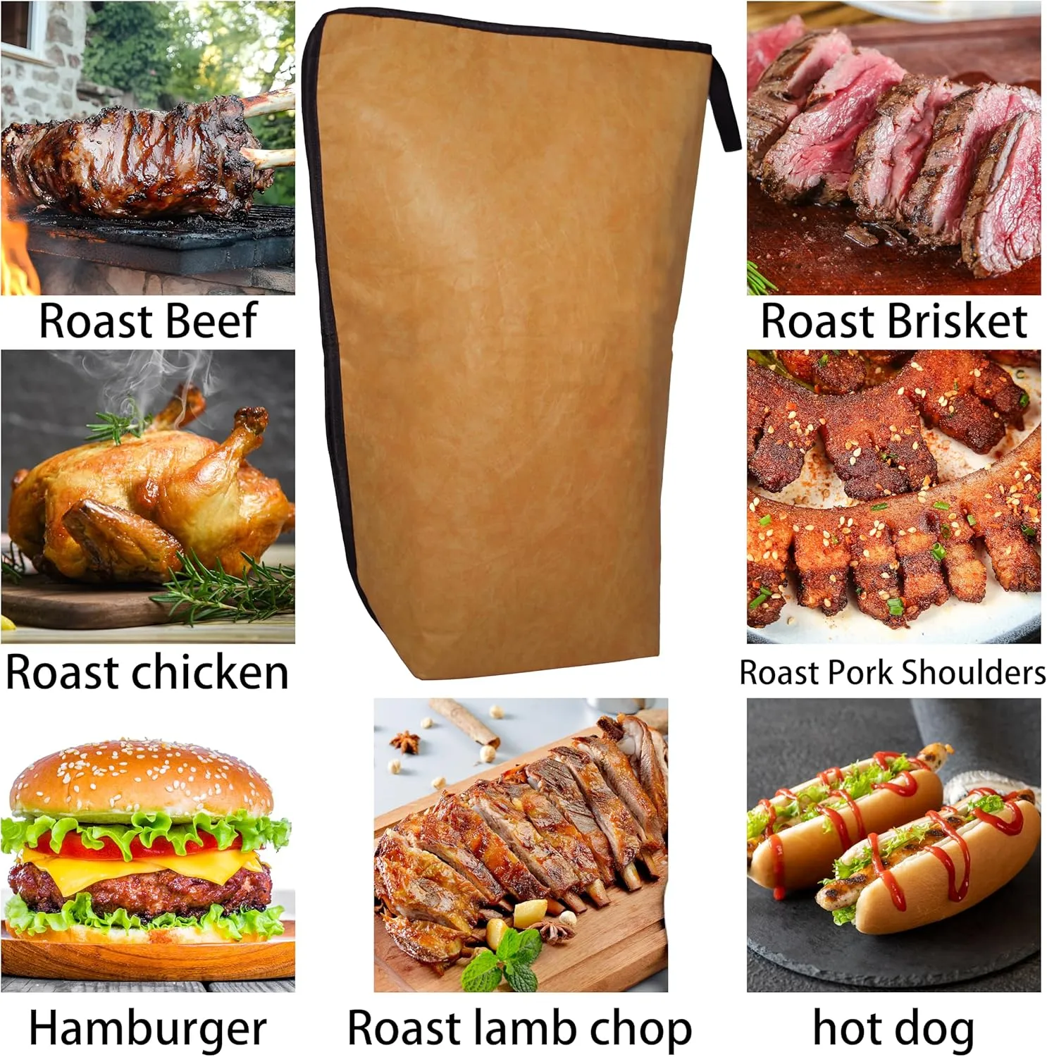 BBQ Blanket for Resting Meat, 21" Reusable Insulated Smoker Grilling Bag with Wide Mouth for Large Brisket/Beef/Pork Shoulders, Accessories for Camping Outdoor, Gifts for Men (Version1 21in)