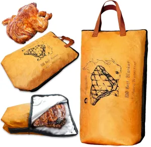 BBQ Blanket for Resting Meat, 5-Layer Insulated Meat Resting Bag for Moisture Retention and Perfect BBQ, Wide Mouth with Handle Design for Large Brisket/Pork Shoulders/Turkeys,Gifts for Men (Brown, 21 Inch)