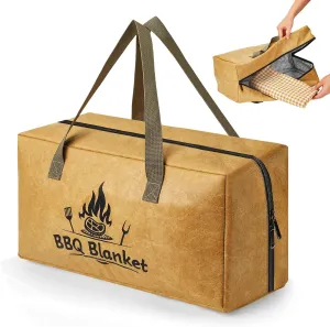 BBQ Blanket for Resting Meat Insulated Meat Resting Blanket with Dual Zipper and Handle Aluminum Foil Bag Reusable BBQ Bag for Men Gift Brisket Pork Shoulders Turkeys(Brown)