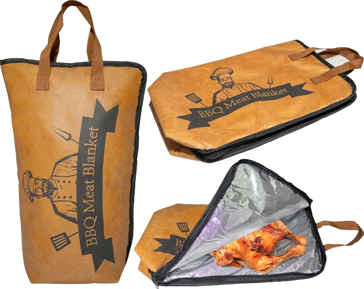 BBQ Blanket for Resting Meat, Reusable Insulated Smoker Grilling Bag with Wide Mouth for Large Brisket/Beef/Pork Shoulders, Accessories for Camping Outdoor, Gifts for Men (Version2 21/15in)