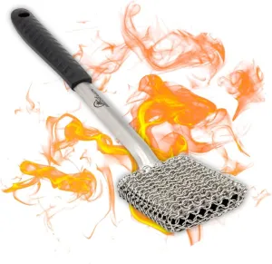 BBQ Dragon Chainmail Grill Brush - Bristle-Free Grill Cleaning Brush for Outdoor Grill - Heavy-Duty BBQ Brush and Grill Scrubber - Stainless Steel BBQ Grill Brush Cleaner - Safe BBQ Brush for Grills