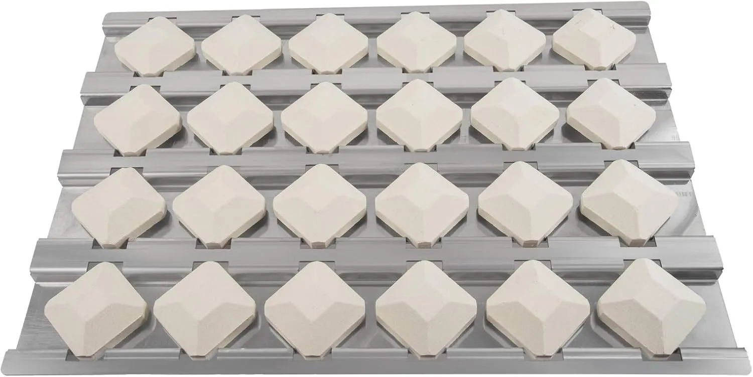 BBQ Future Stainless Steel Heat Plate Flame Tamer with 24pcs Ceramic Briquettes Compatible Alfresco ALX2-30, ALX2-42, ALX2-56 Series Gas Grills