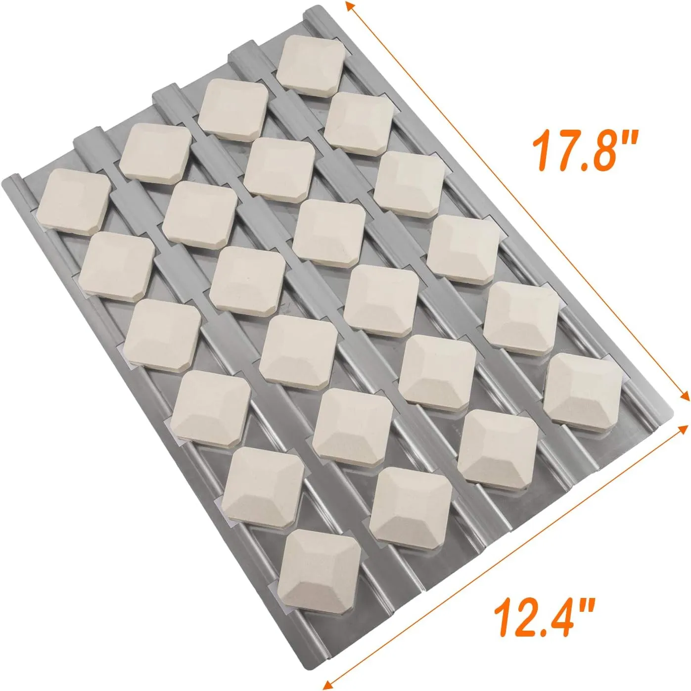 BBQ Future Stainless Steel Heat Plate Flame Tamer with 24pcs Ceramic Briquettes Compatible Alfresco ALX2-30, ALX2-42, ALX2-56 Series Gas Grills