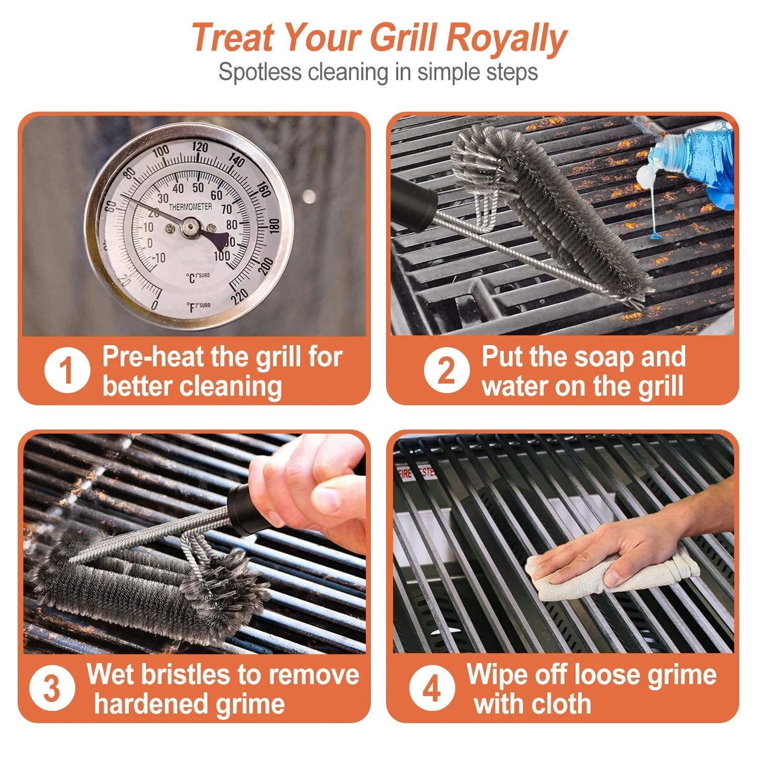 BBQ Grill Cleaning Brush Stainless Steel