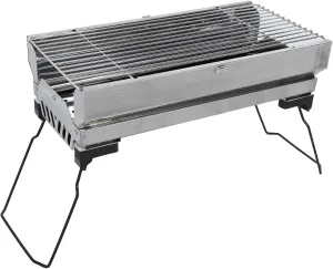 BBQ Grill Outdoor BBQ Grill - Portable Stainless Steel Folding Barbecue Charcoal Grill Tools Kit for Outdoor Camping Picnics, 18.1x9.1x12.2in18.1x9.1x12.2in