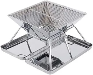 BBQ Grill Outdoor Folding Stainless Steel BBQ Grill Portable Camping Grills Outdoor Charcoal BBQ Grill Rack Barbecue Accessories for Kitchen Tools