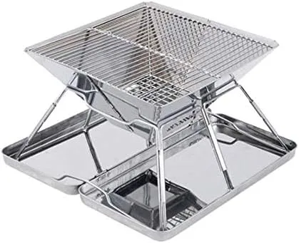 BBQ Grill Outdoor Folding Stainless Steel BBQ Grill Portable Camping Grills Outdoor Charcoal BBQ Grill Rack Barbecue Accessories for Kitchen Tools