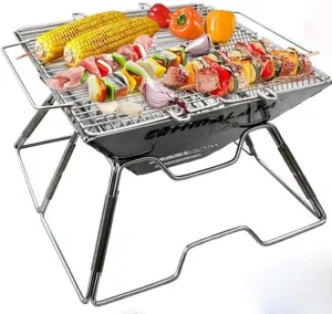 BBQ Grill Outdoor Practical Household Collapsible Portable Stainless Steel Charcoal Grill,Camping Hiking Picnic32*32 * 22Cm, lsxysp