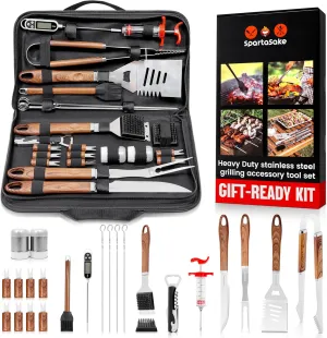 BBQ Grilling Accessories - Stainless Steel Barbecue Grill Tools Accessories kit Spatula Thermometer Tongs for Blackstone Griddle Outdoor Camping-Grill Set Gifts for dad Men Women(24 pcs)