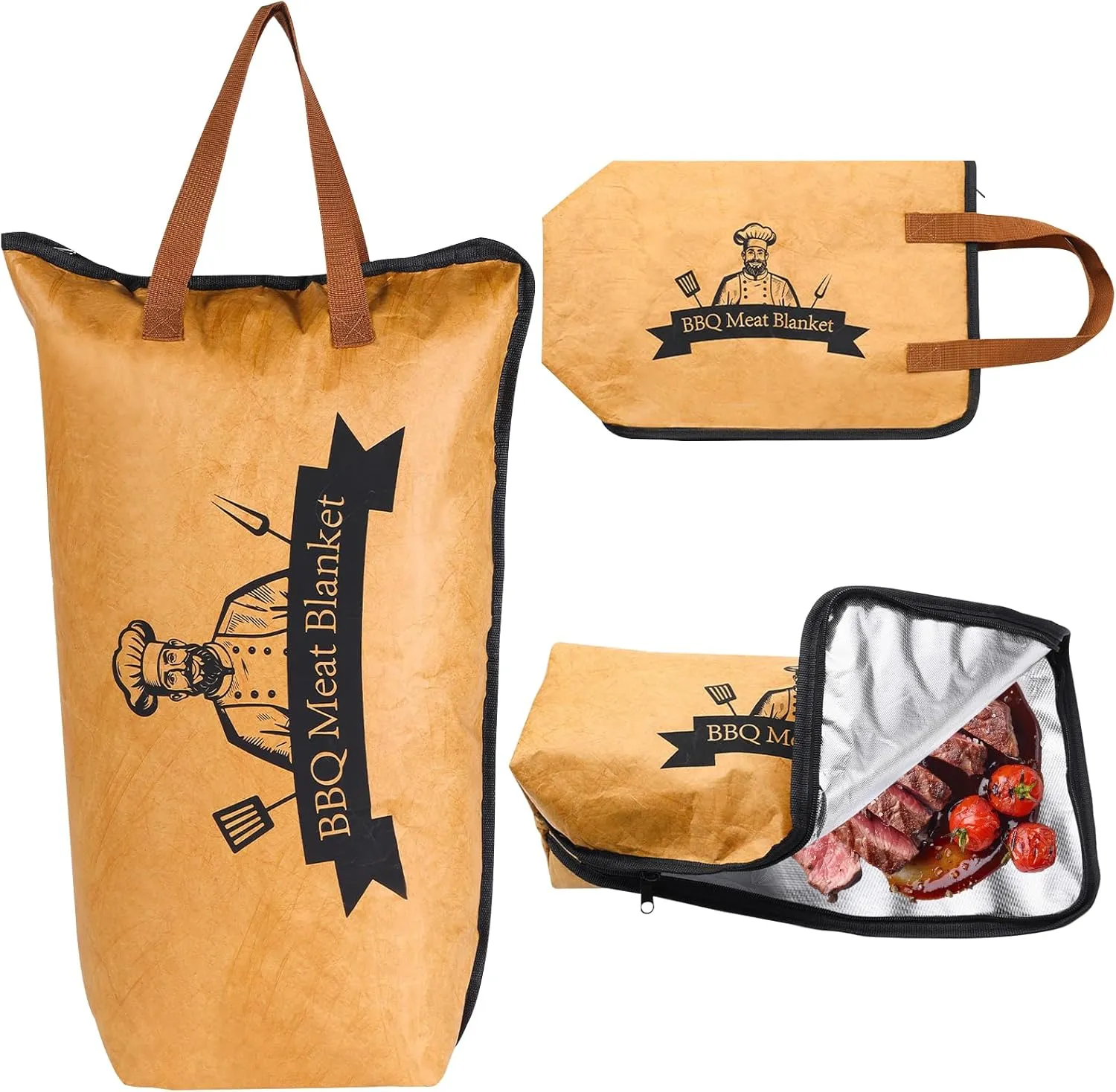 BBQ Meat Resting Blanket, Reusable Insulated Smoker Meat Resting Bag with Wide Mouth for Large Brisket, Beef, Pork Shoulders, and Turkeys (21in)