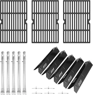 BBQ-PLUS Grill Replacement Parts Kit for Dyna Glo DGF510SBP,Home Depot DGF510PBP-D,Backyard BY13-101-001-13,GBC1460W,Cooking Grates,Heat Plates Shields,Grill Burners and Electrode Ignitor Repair kit
