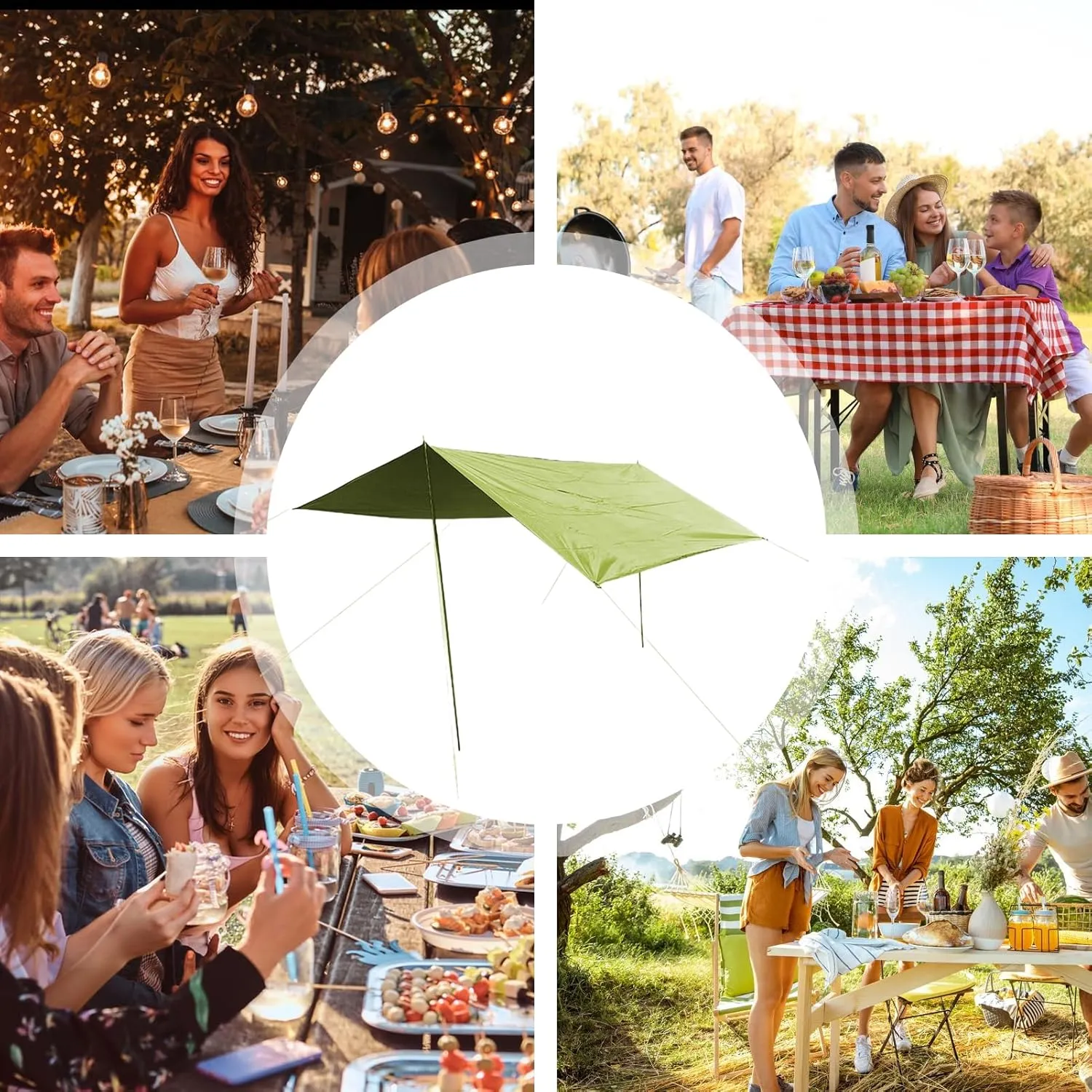 Beach Canopy Tent Sun Shade, Waterproof Sun Shelter Sunscreen Cover, Oxford Cloth Thickened Large Size Awning with Pole, for Family Outdoor Camping Fishing Backyard Picnics (C)