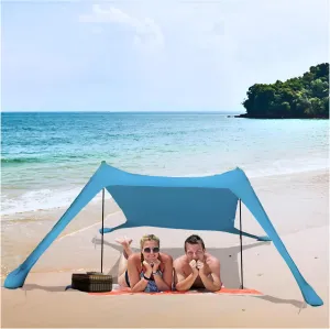 Beach Canopy Tent Sun Shade with UPF 50  UV Protection, Sun Shelter with Sandbags, Poles and Ground Pegs for Outdoor, Camping and Backyard (7ft x 7ft)