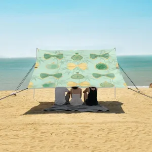 Beach Shade Tent with UPF50  UV Protection,Chinese Jade Pendant and Bows Lightweight Camping Sun Shelter for Outdoor,Camping Trips, Fishing, Backyard,Picnics,Easy Set Up and Carry 9x10.5 FT