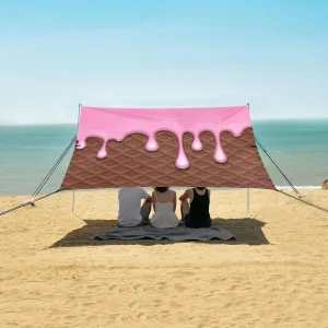 Beach Shade Tent with UPF50  UV Protection,Chocolate Melted Pink Cream Lightweight Camping Sun Shelter for Outdoor,Camping Trips, Fishing, Backyard,Picnics,Easy Set Up and Carry 9x10.5 FT