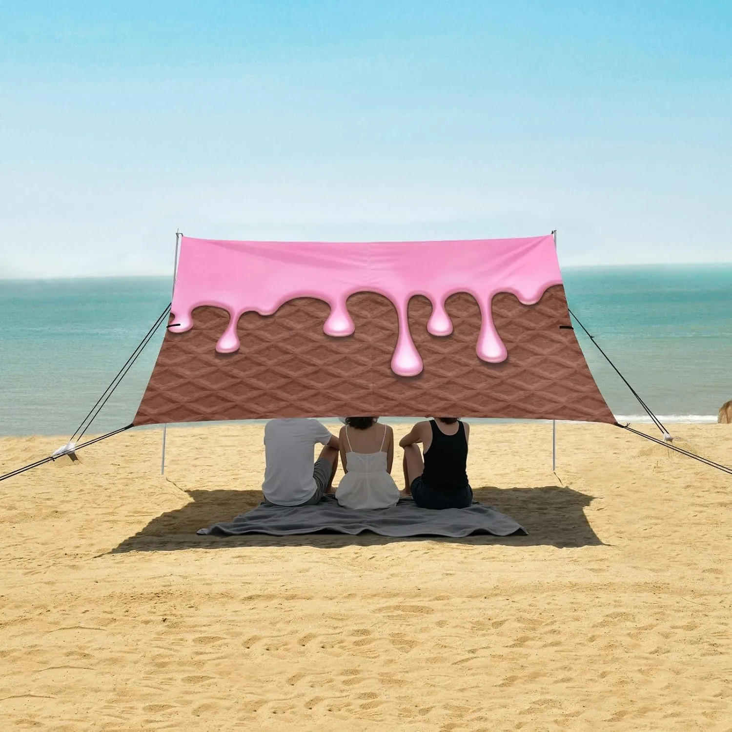 Beach Shade Tent with UPF50  UV Protection,Chocolate Melted Pink Cream Lightweight Camping Sun Shelter for Outdoor,Camping Trips, Fishing, Backyard,Picnics,Easy Set Up and Carry 9x10.5 FT