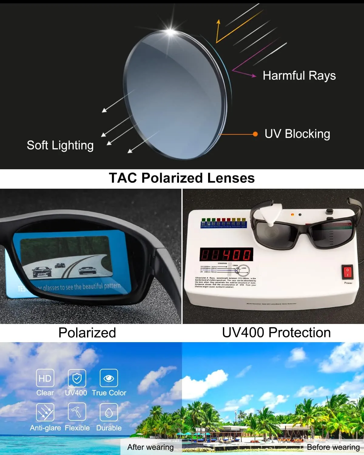 BEALER Polarized Sports Sunglasses for Men Lightweight TR90 Frame Sun Glasses Driving Cycling Fishing UV Protection Shades