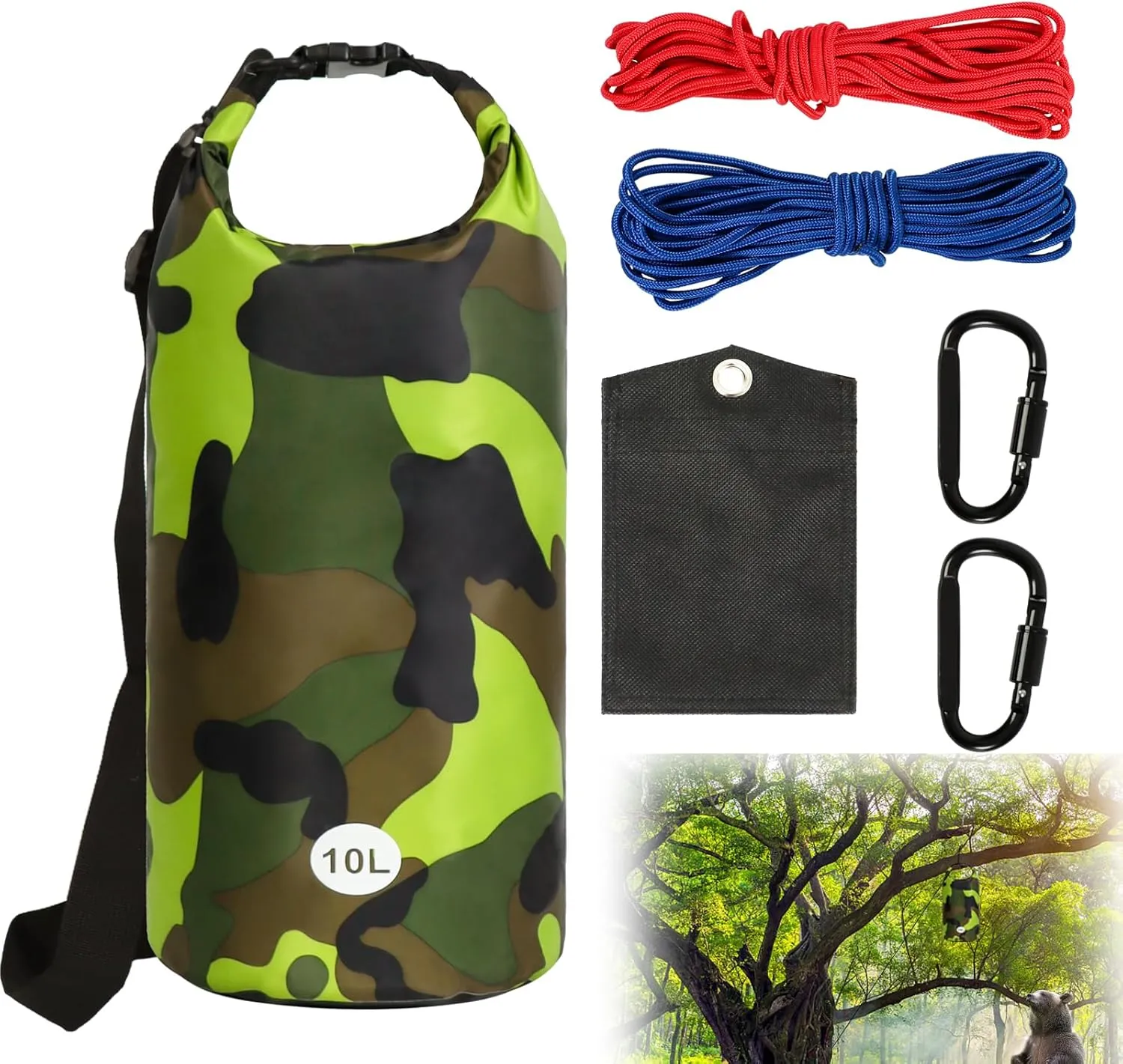 Bear Bag Hanging System 10L Waterproof Bear Bags for Food Backpacking Camping Ultralight Bear Canister for Backpacking Food Bag