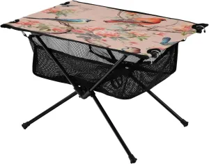 Beautiful Birds Portable Folding Camping Table, Compact Lightweight Beach Table with Carrying Bag for Outdoor Picnics, BBQs, Camp