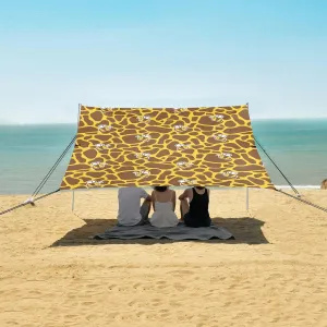Bee Beach Canopy Tent Anti-UV & Wind Resistant, Brown Camping Sun Shelter Easy Setup Portable,Outdoor Shade Tents with Sandbags,Sand Shovels,Ground Pegs & Stability Poles