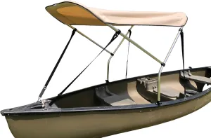 Beige Canoe/Kayak Sun Shade/Canopy Bimini Top - Perfect Umbrella for Kayaking, Canoeing, Fishing Awning to Block UV & Heat Rays and Rain Protection