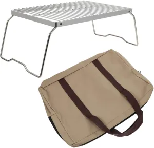 BESPORTBLE Outdoor Bbq Grill Folding Campfire Grill Compact Stainless Steel Bbq Grate for Camping Hiking Outdoor Parties