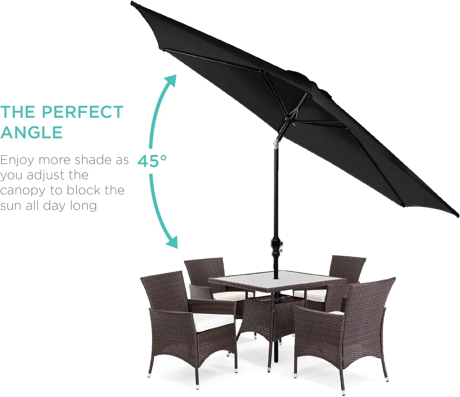 Best Choice Products 10ft Outdoor Steel Polyester Market Patio Umbrella w/Crank, Easy Push Button, Tilt, Table Compatible - Black
