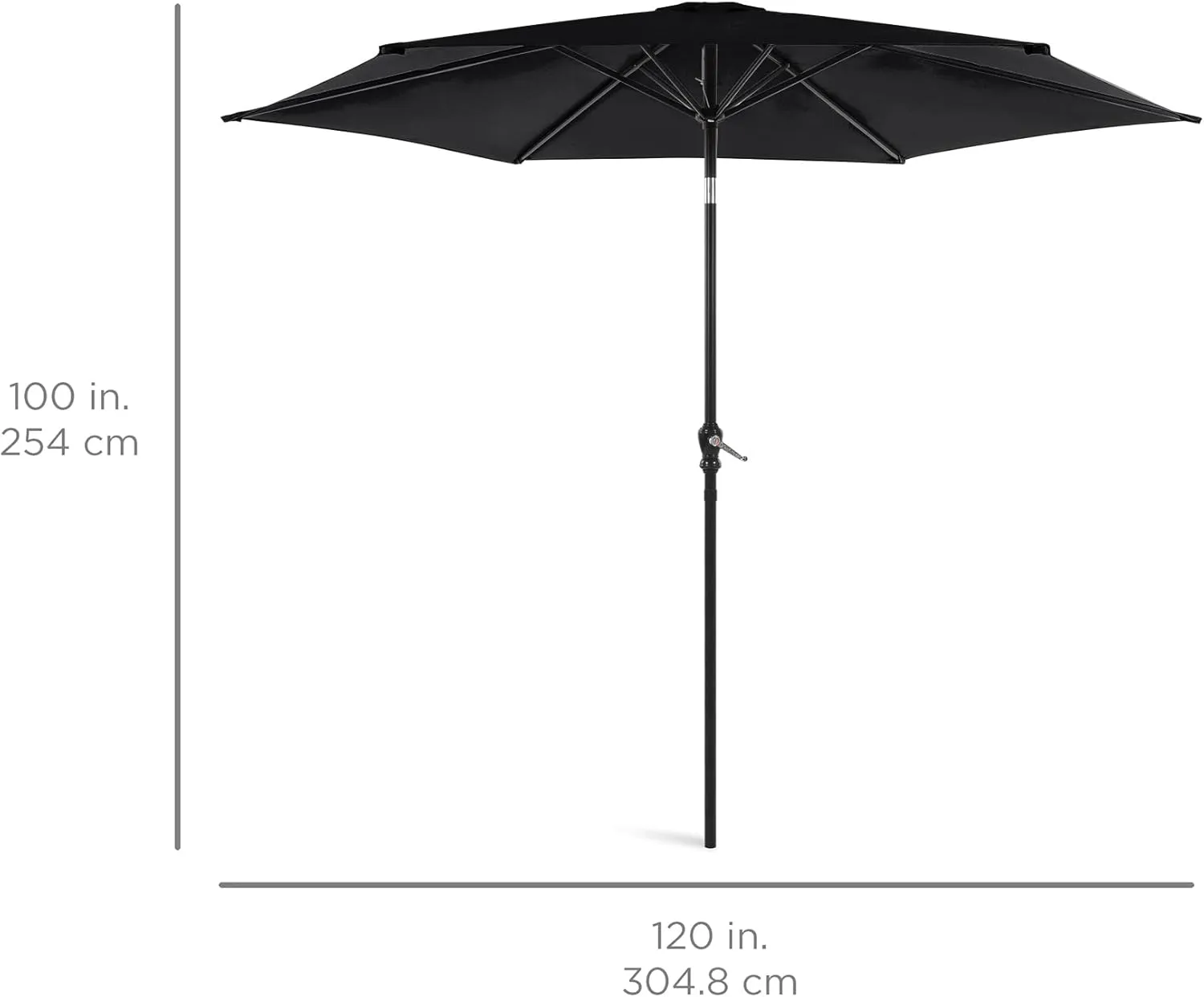 Best Choice Products 10ft Outdoor Steel Polyester Market Patio Umbrella w/Crank, Easy Push Button, Tilt, Table Compatible - Black